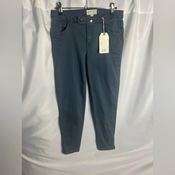 Jolt Juniors Size 3 26w Blue Sateen Ankle Zip Skinny Leg Jeans - Picture 1 of 8